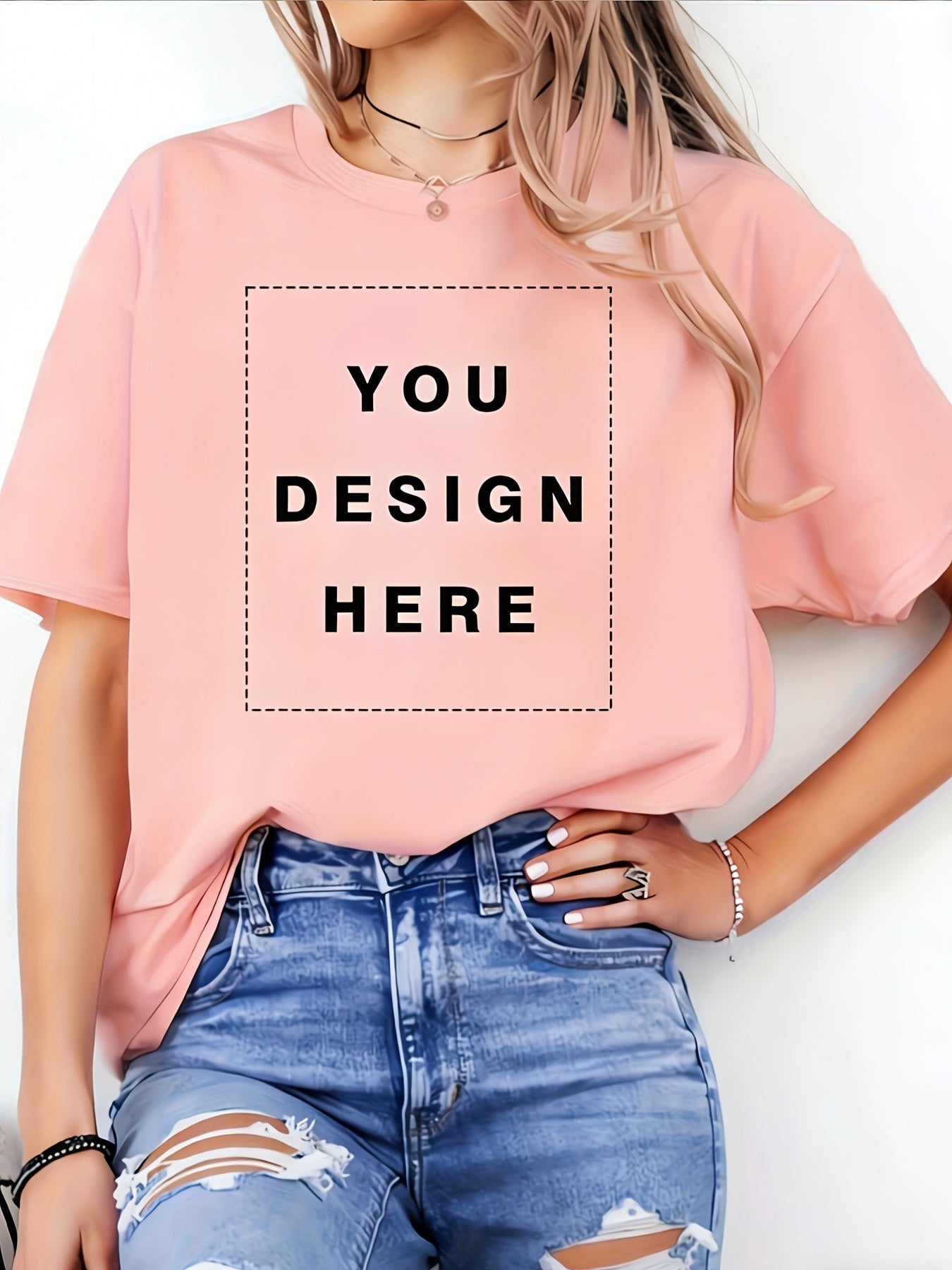 [Independence Day Custom]Custom Women'S T-Shirt - Summer Short Sleeve Tee With Personalized Image/Text Upload, Round Neck For Casual Wear, Party, Festival Gift For Family Friends, Solid Design Shirt, Durable Print Quality, 250 USA Anniversary Tee