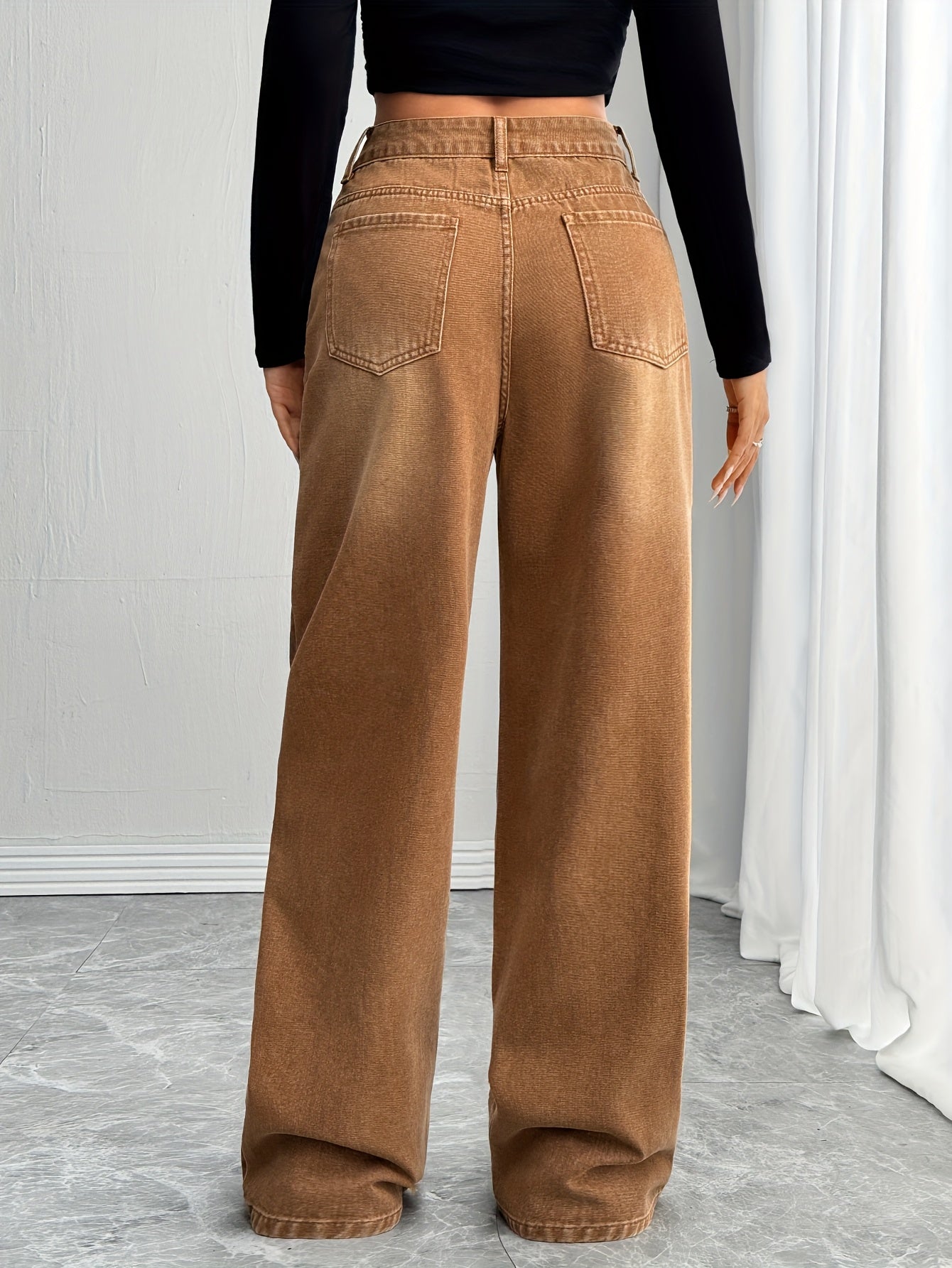 Melard colorway American street style star patchwork washed wide-leg straight jeans