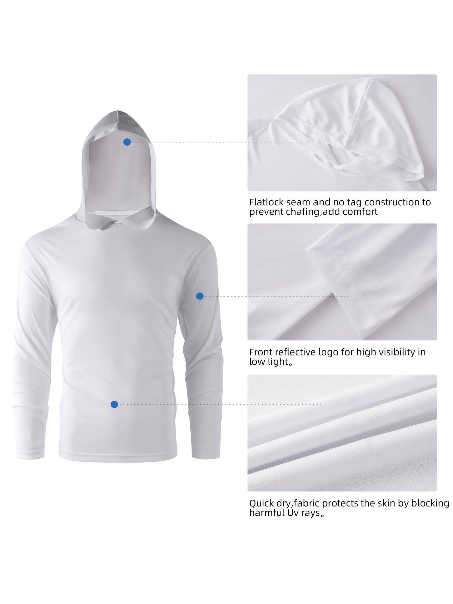 5pcs Men's Quick-Dry Breathable Hooded Sweatshirts - Moisture-Wicking Athletic Pullovers with Full-Zip Design, Gym, Outdoor & Casual Wear in Black, White, Gray, Blue, Orange | S-3XL Sizes | Multi-Sport Training Apparel for Running,,, Tennis & Beach Partie