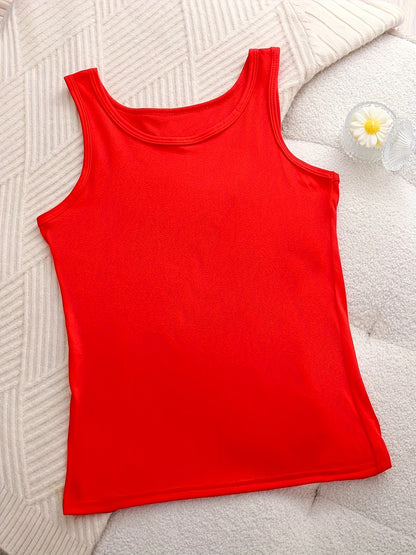 A Set of Six Women'S Soft Adhesive Vests in Various Colors Including Black, White, Gray, Pink, Rose Red, And Green. These Sleeveless Shirts Are Elastic, Breathable, And Comfortable for All Seasons, Making Them Ideal for Home And Casual Outings