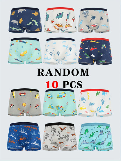 Randomly 10pcs/ Pc Boys' Underwear Cute Cartoon Patterns Elastic Comfort Boys' Underwear