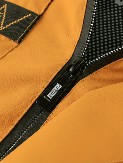 Men's Fashion New Jacket Men's Spring Autumn Thin Casual Multi-Pocket Outdoor Windbreaker Stitching Color Jacket Jacket Men's Removable Hat Windproof Outdoor Jacket Male
