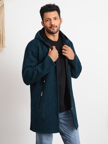 Men's Casual Hoodie, Hooded Mid Length Coat, Lined Zip Up Hoodie, Stylish Slim Fit Hoodie with Pockets, Suitable for Daily Wear, Outdoor Activities And Street
