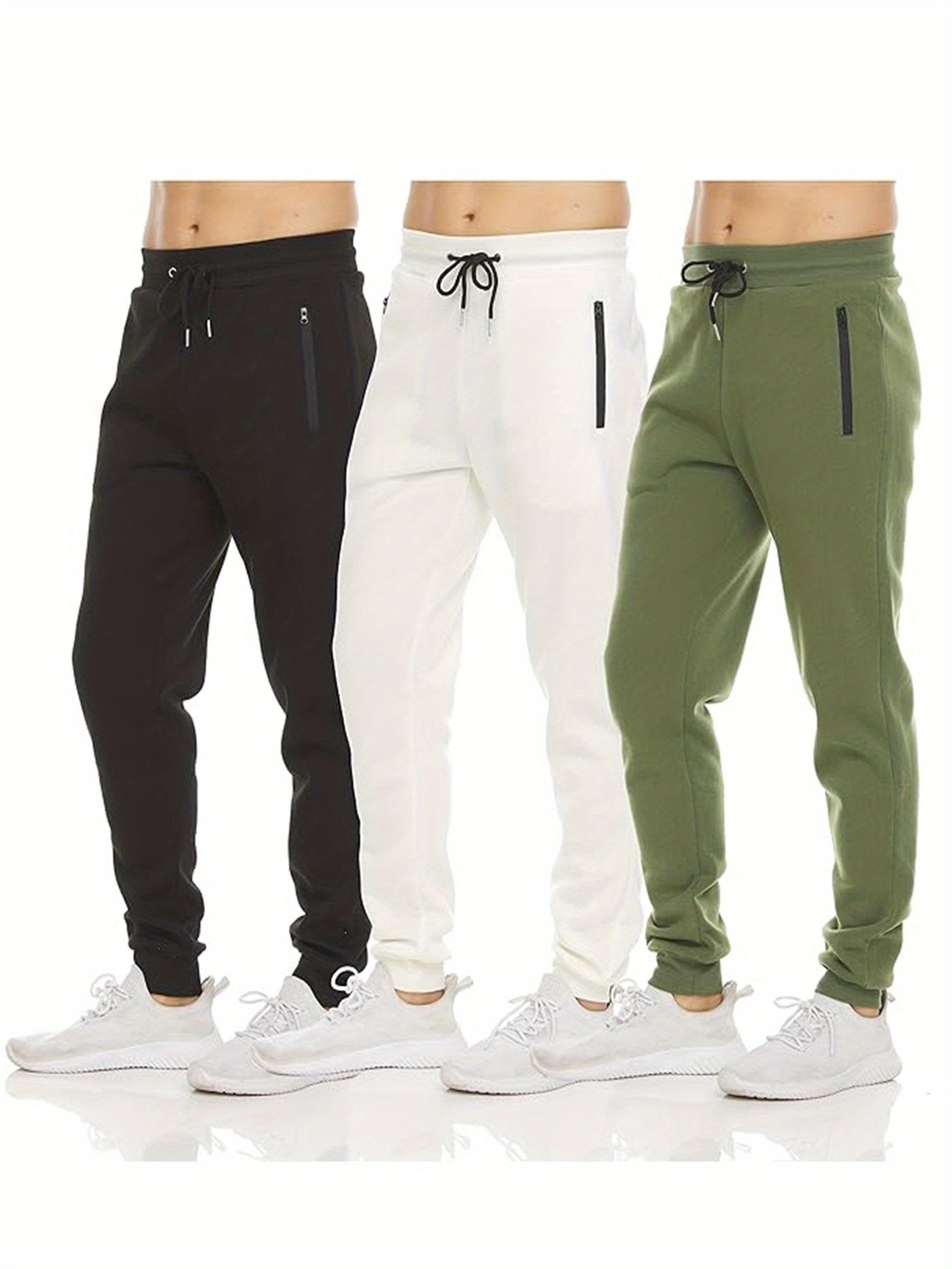 3pcs Men'S Sweatpants Fleece Casual Sport Joggers for Men Athletic Pants with Zipper Pocket S-3XL