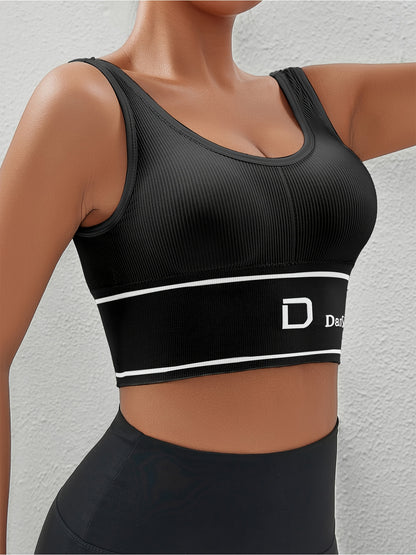 1pc EssElegance Plus-Size Push-Up High-Impact Wireless Sports Bra - Cross-Back Seamless Design with Removable Pads, Breathable Compression for Yoga, Running & Training