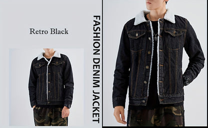 Men's Sherpa Fleece Lined Denim Jacket - Warm Winter Trucker Jacket - Cowboy Jean Jacket - Soft Fleece Lining & Durable Denim - For Men - Perfect for Cold Weather & Outdoor Activities - Ideal Gift for Winter Holidays