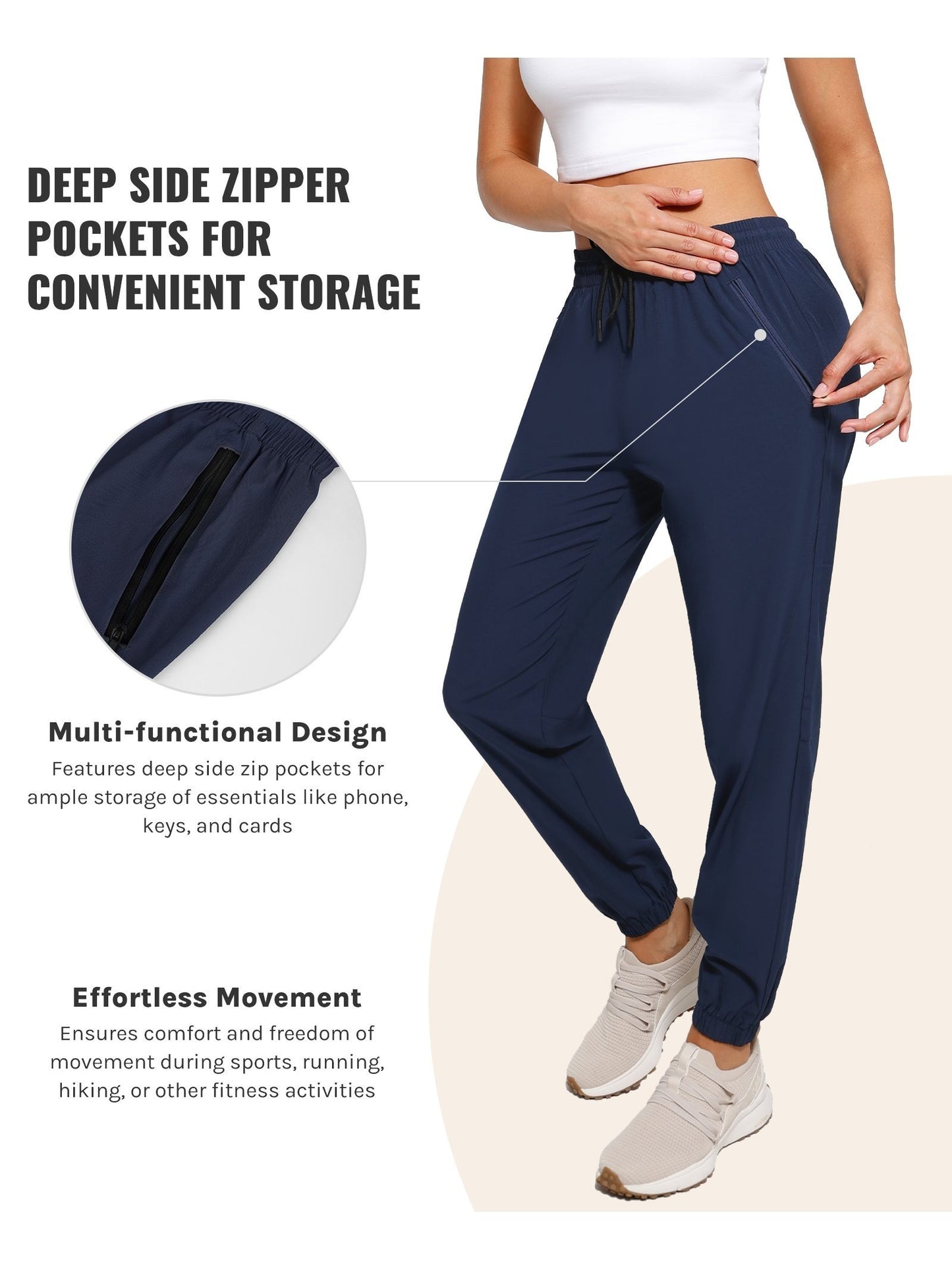 [Three Colors Available]1pc Womens Golf Pants Quick Dry Ultra Light Stretch Pockets Soft Workout Pants for Travel with Inside Drawstrings