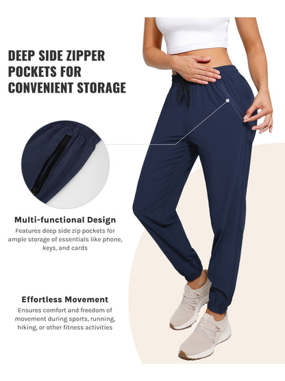 [Three Colors Available]1pc Womens Golf Pants Quick Dry Ultra Light Stretch Pockets Soft Workout Pants for Travel with Inside Drawstrings