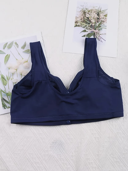 3pcs Plus Size Printed Front-Closure Bra Set Elegant Full-Cup Wire-Free Comfort Bras Women's Lingerie & Underwear Sets Everyday Bras Fashion Underwear Skin-Friendly Fabric Soft Material Padded Bras Seamless Underwear