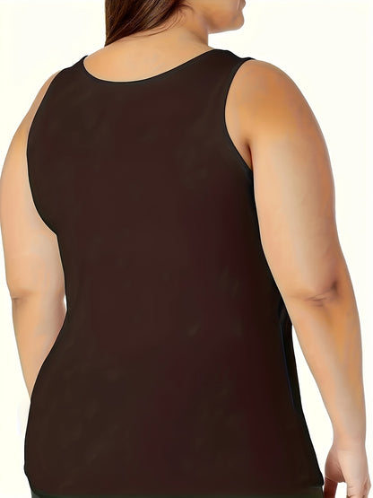 [Plus Size Tank Tops] 3pcs Women's Plus Size Solid Color Tank Tops - Breathable Stretch Fabric Base Layer Shirts, Opaque Non-Sheer Blouses Suitable for Casual, Home Wear & Layering, Year-Round Layering (Hand Washable, No Transparency)