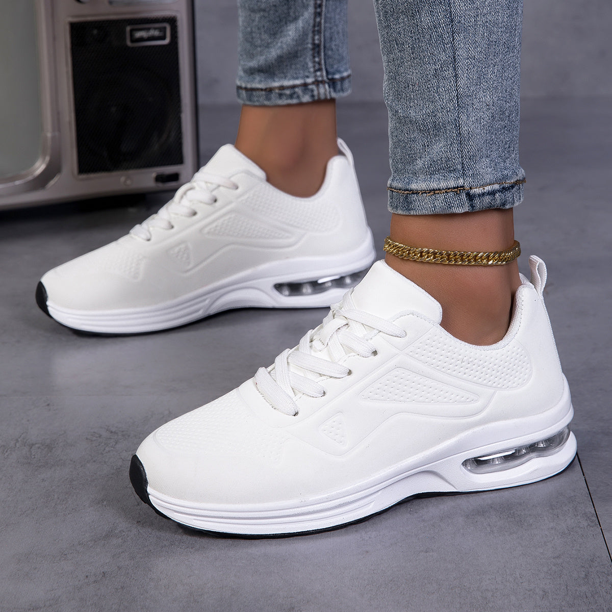 Spring Outdoor sneakers, Women'S Thick-Soled Height-Increasing Shoes, Women'S Autumn, Breathable Mesh Shoes, Air-Cushioned Shoes, Lightweight And Shock-Absorbing Soft-Soled Running Shoes, Women'S Skipping Rope Shoes, Outdoor Tennis Shoes