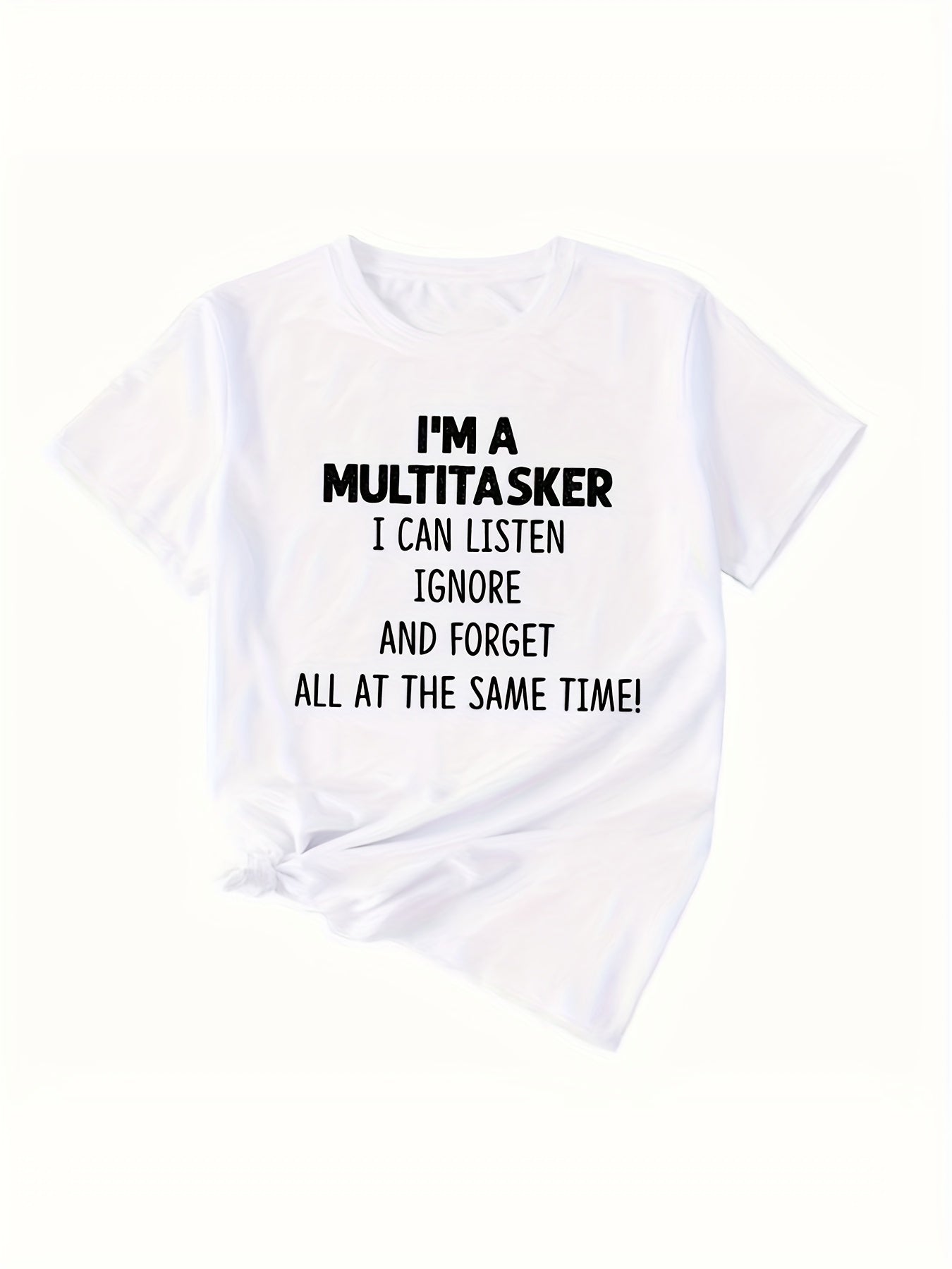 Letter Print Crew Neck T-shirt, Casual Short Sleeve Top For Spring & Summer, Women's Clothing