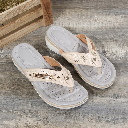 Summer Women'S Flip-Flops, Easy-To-Wear Wedge Sandals, Women'S Open-Heeled Beach Casual Shoes, Suitable for Daily Wear, Suitable for Both Indoor And Outdoor Wear