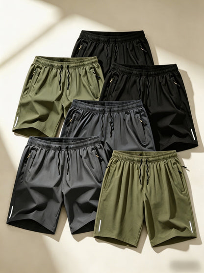 6pcs Set - Men'S Shorts, Casual Loose Shorts, Workwear Shorts Men'S Five Quarter Pants Ins Trendy Straight Leg Casual Five Quarter Shorts Basketball Pants Practical Casual Shorts with Elastic Waistband, Lightweight And Breathable for Casual Attire