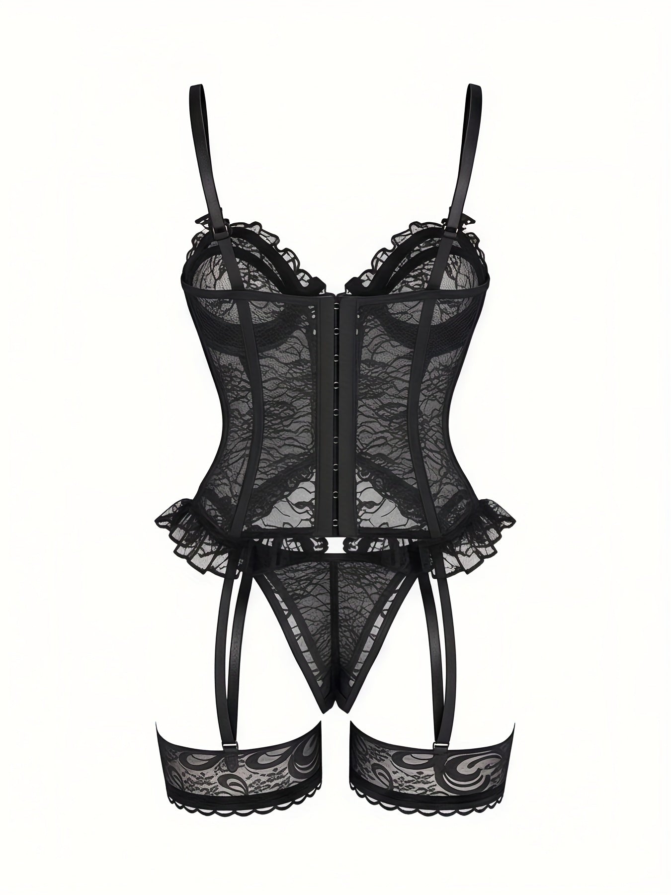 Women'S Sexy Lingerie Set with Garter Belt Lace Bodysuit Teddy Dolls Panty with Stockings, Women Teddy Lingerie Deep V Lace Lingerie Mini Babydoll Lingerie