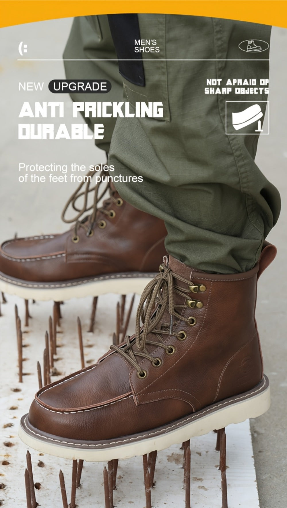 Men's Work & Safety Boots - Puncture Resistant & Non-Slip Sole 061221
