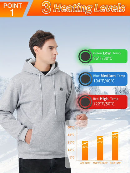 Heated Hoodie for Men Electric Heating Sweatshirt, Winter Thermal Pullover Sweater(Battery Not Inculded)