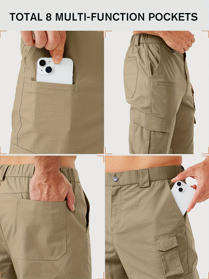 31' Men's Work Pants Cargo Pants Loose Casual Multi Pockets Outdoor Pants Color Block Straight Leg Cargo Pants with 8 Pockets