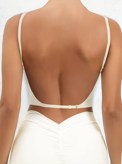 1/2/3pcs Nylon & Elastane Blend Summer Seamless Backless T-Shirt Bra for Women - Sexy, Wireless with Removable Pads, Hand Washable