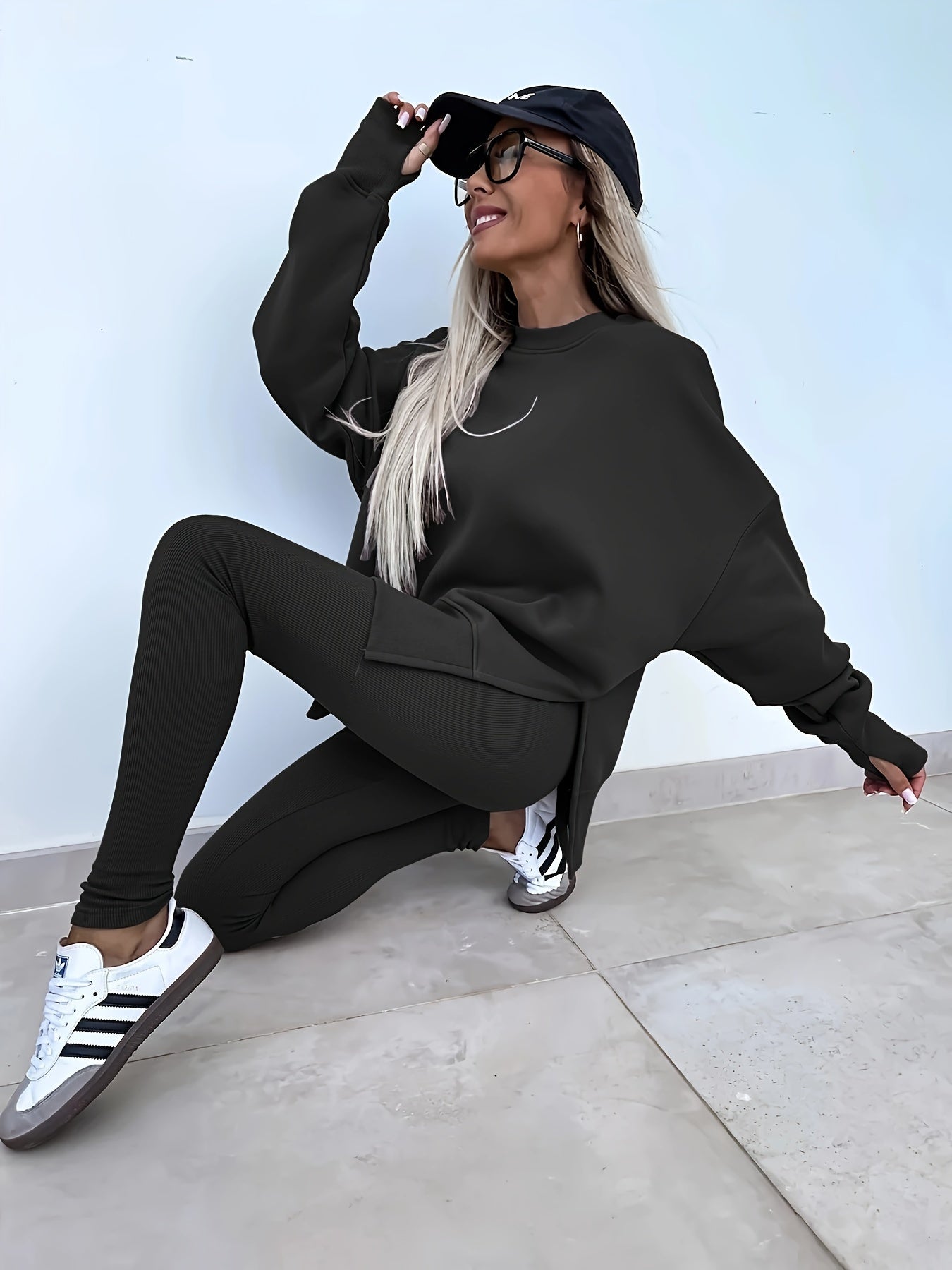 Women's Spring And Autumn Outdoor Sports Hoodie Set, Women's Autumn And Winter Long Sleeve Solid Color Hoodie Casual Set, Hoodie Top And Pants Yoga Two-piece Set, Outdoor Running Fitness Set