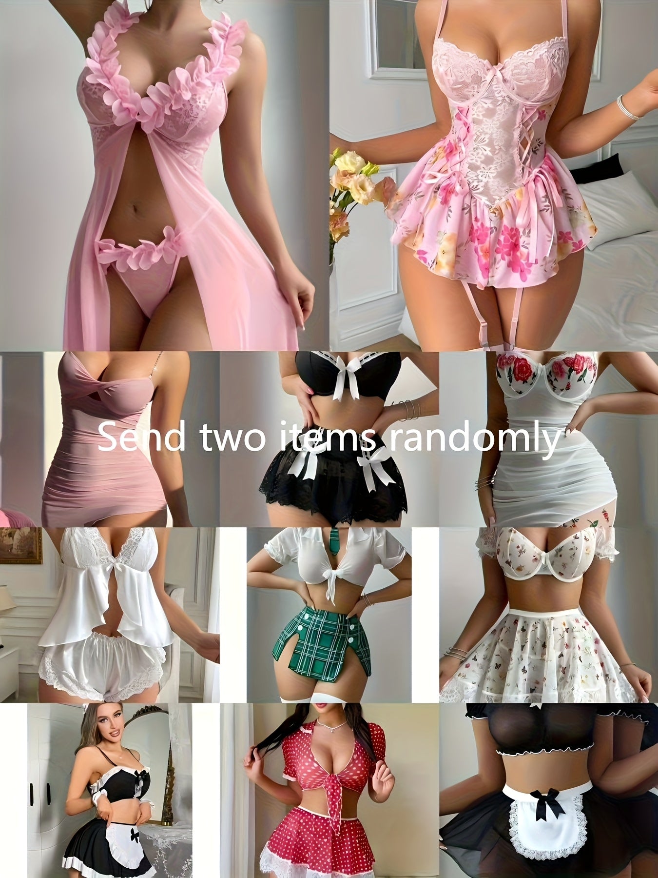 Servant Costume, Sexy Lingerie Set, Halloween Cosplay Outfit, Bow Tie See-Through Dress, Adult-Themed Party Attire, Lace-Belted Pajamas, Floral-Print Short Skirt, Nurse Uniform Cosplay, Outfit Cosplay, Random Surprise Gift Pack