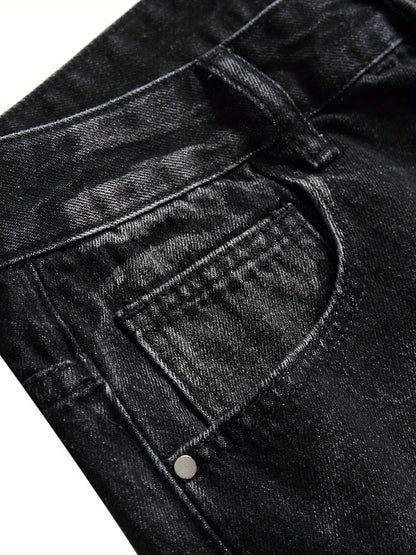 Casual Trend Jeans for Men in Black with a Slim Fit And Ripped Design
