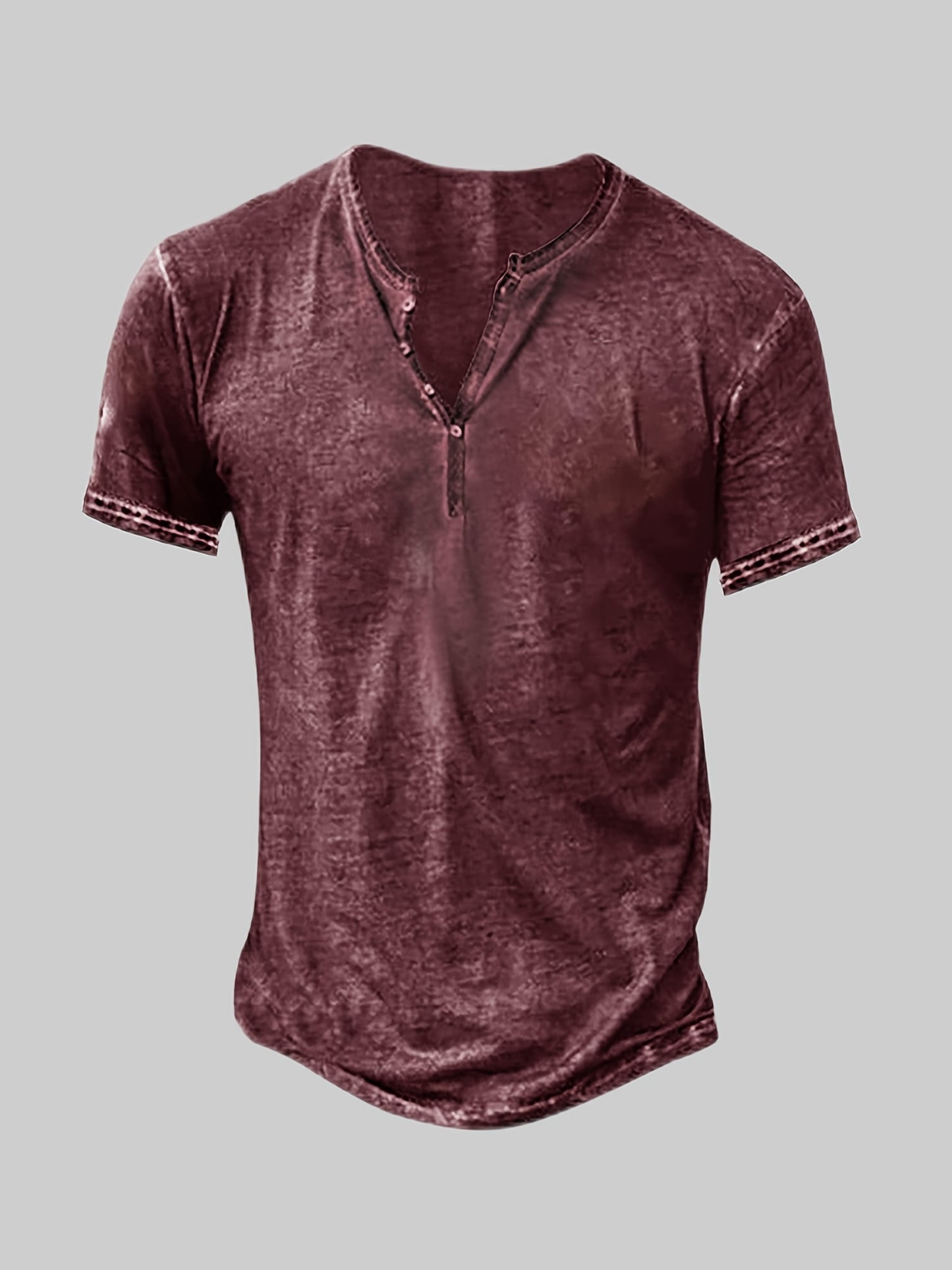 Mens Distressed Henley Shirts Short Sleeve Button T-Shirt Slim Fit Cotton Casual Shirt
