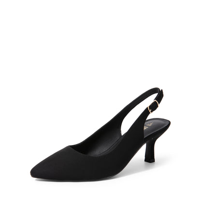 Women's Closed Toe Wedding Low Heel Slingback Kitten Heels Adjustable Strap Pointed Toe Pumps High Heeled Prom Dress Shoes Low Kitten Heels Women's Slingback Dressy Pumps Pointed Closed Toe Ankle Strap Elegant Wedding Pumps Formal Comfortable Shoes