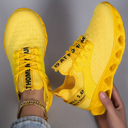 Women's Shoes 2025 New Fashionable Couple Breathable Blade Sole Running Shoes Light Yellow Fashionable Versatile Casual Sports Shoes