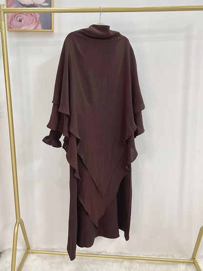 Khimar+abaya 2pcs Set Umrah Rida Set Player Abaya Set with Pockets