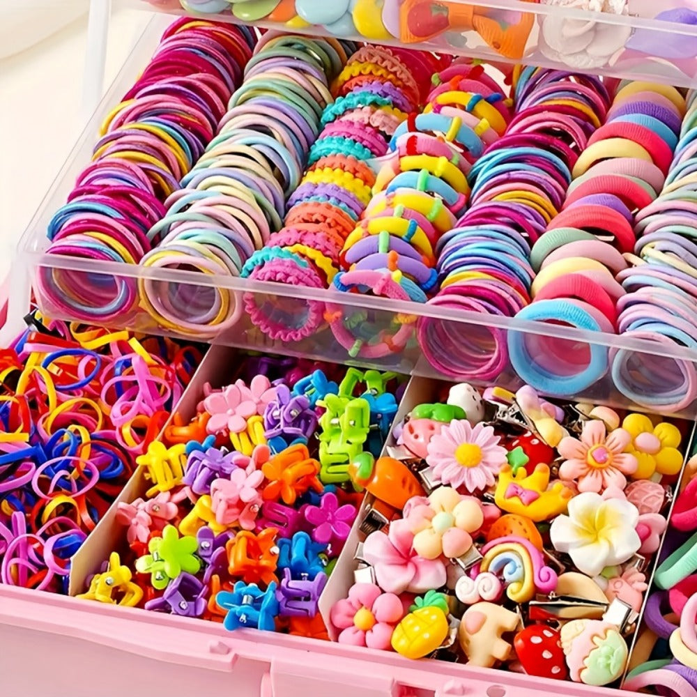 Girls' Hair Accessories Set 718-Piece - Bows and Clips