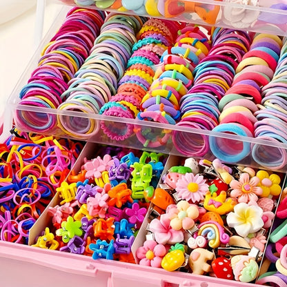 Girls' Hair Accessories Set 718-Piece - Bows and Clips