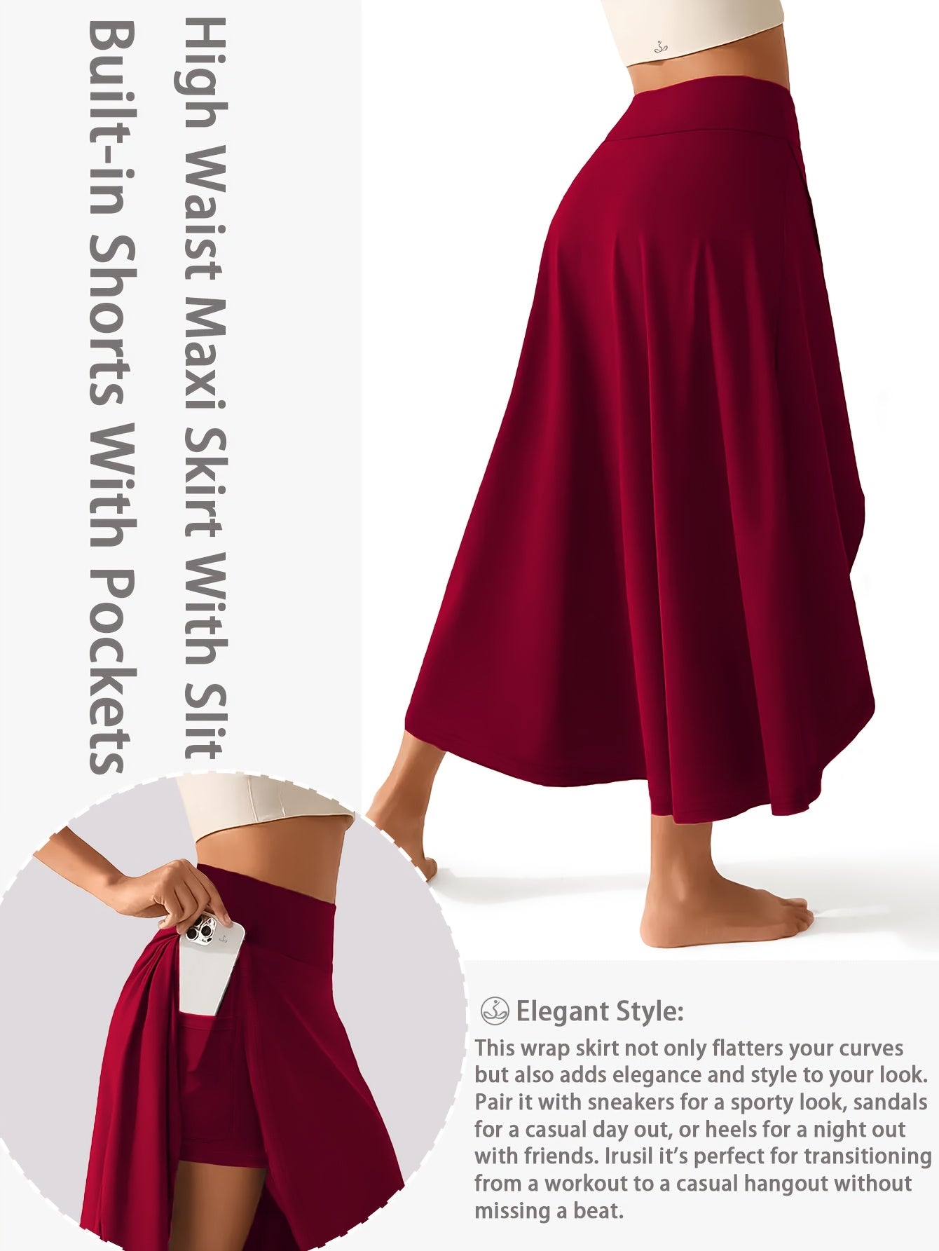 Women's Burgundy Polyester High-Waist Shorts - product view 15