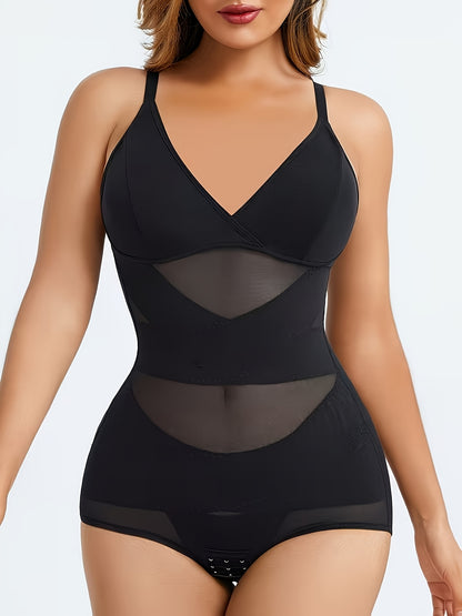 Sexy Deep V-neck Women'S Shapewear, With Cross Cinching And Chest Lifting Straps And Detachable Chest Pads, Can Be Worn All Day Long With Breathable Mesh Deep V-neck Design, With Quick Snap Cinching And Hip Lifting, Full Body Shapewear