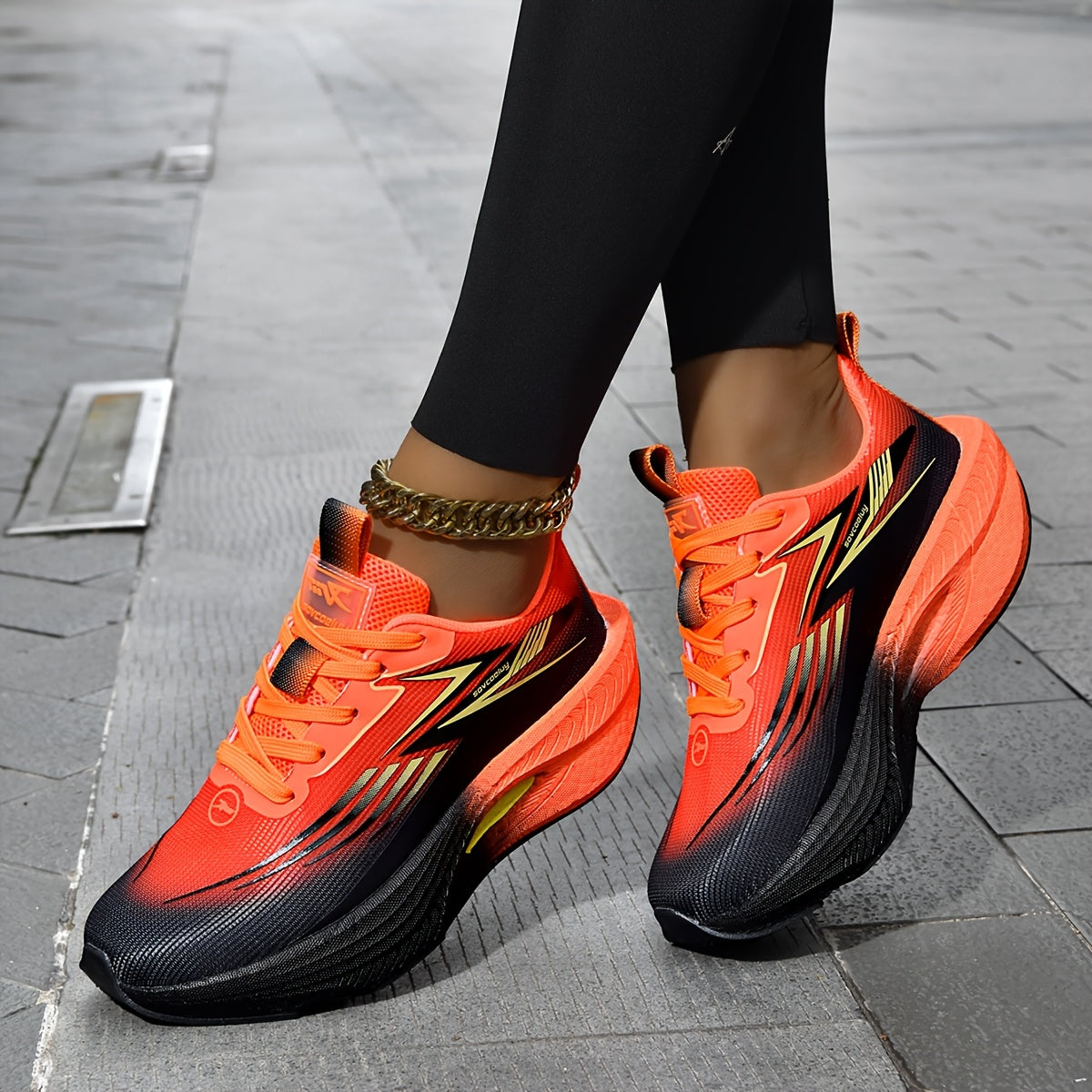 Women's Multi-Color Carbon Plate Sneakers, Lightweight Zero-Drop Cushioned Running Shoes, Breathable Mesh Fashion Versatile Sneakers for Training Travel Ball Games