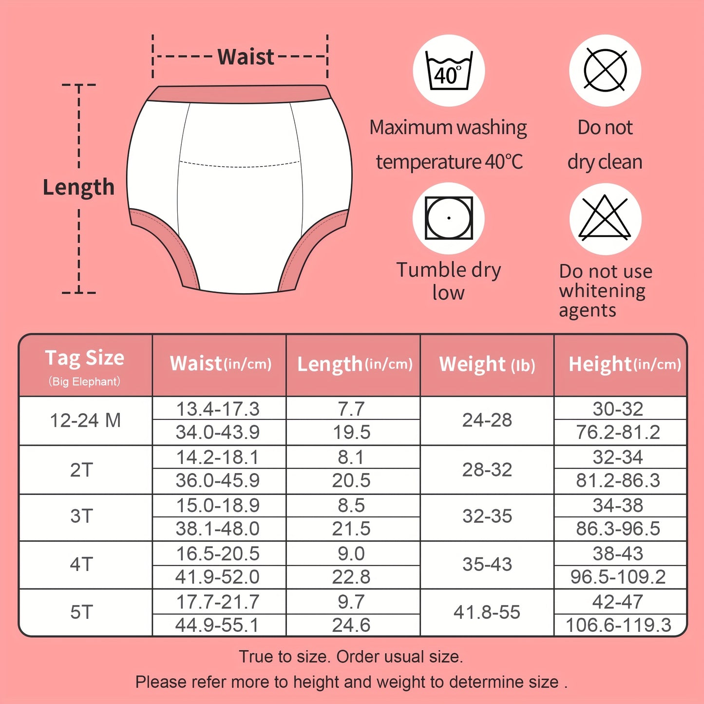 10-Pack Girls' Potty Training Pants, 100% Absorbent Training Underwear for Toddlers, Soft & Comfortable, 12 Months - 5 Years
