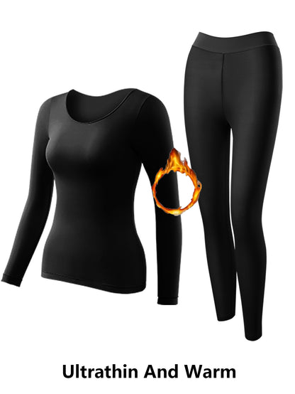 2pcs QUASTI Women's Ultra-Thin High Stretch Thermal Underwear - Seamless Invisible Bottom Layer, Warm & Comfortable for Fall & Winter, Solid Colors (, Brown,) - Perfect for Layering Tops, Winter Underwear, Sleek Design, Smooth Texture
