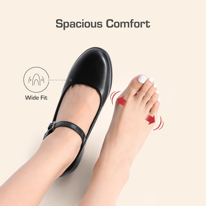 Women's Chunky Low Block Heels Mary Jane Closed Toe Work Pumps Comfortable Round Toe Dress Wedding Shoes