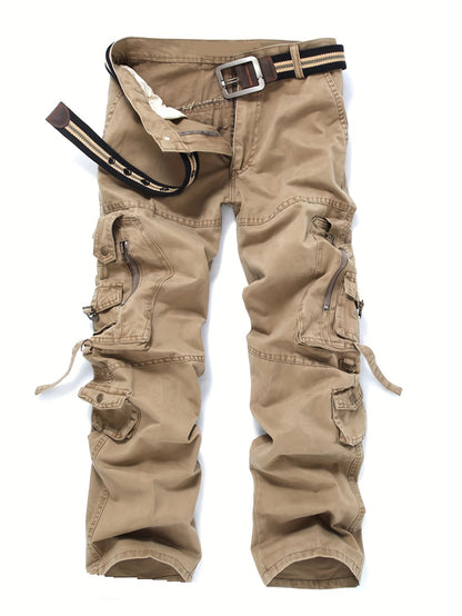 100% Cotton Men's Casual Cargo Pants, Breathable Comfy Outdoor Trouser with Multi Pockets for Outdoor Hiking Trekking Traveling Camping