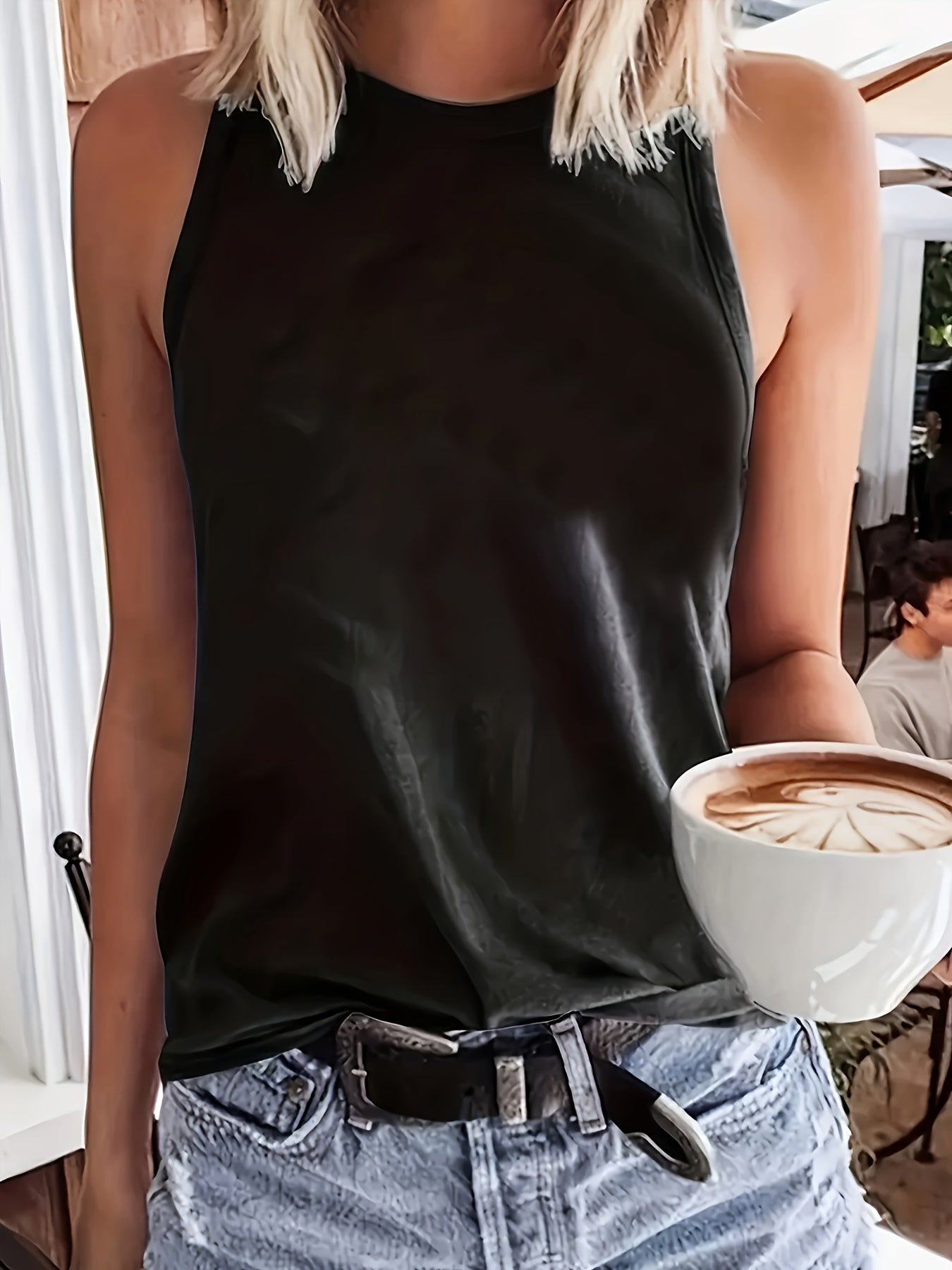 [Fun Cartoon Vest] I Feel Like This Scribble Women's Regular Vacation Vest - Fun Cartoon Letter Pattern Print, Round Neck Casual - Machine Washable, Fashionable and Versatile Women's Clothing