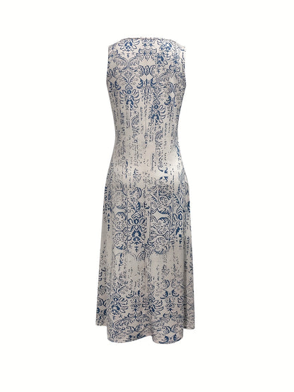 Fashionable New  Ethnic Style Printed Casual Vest Dress