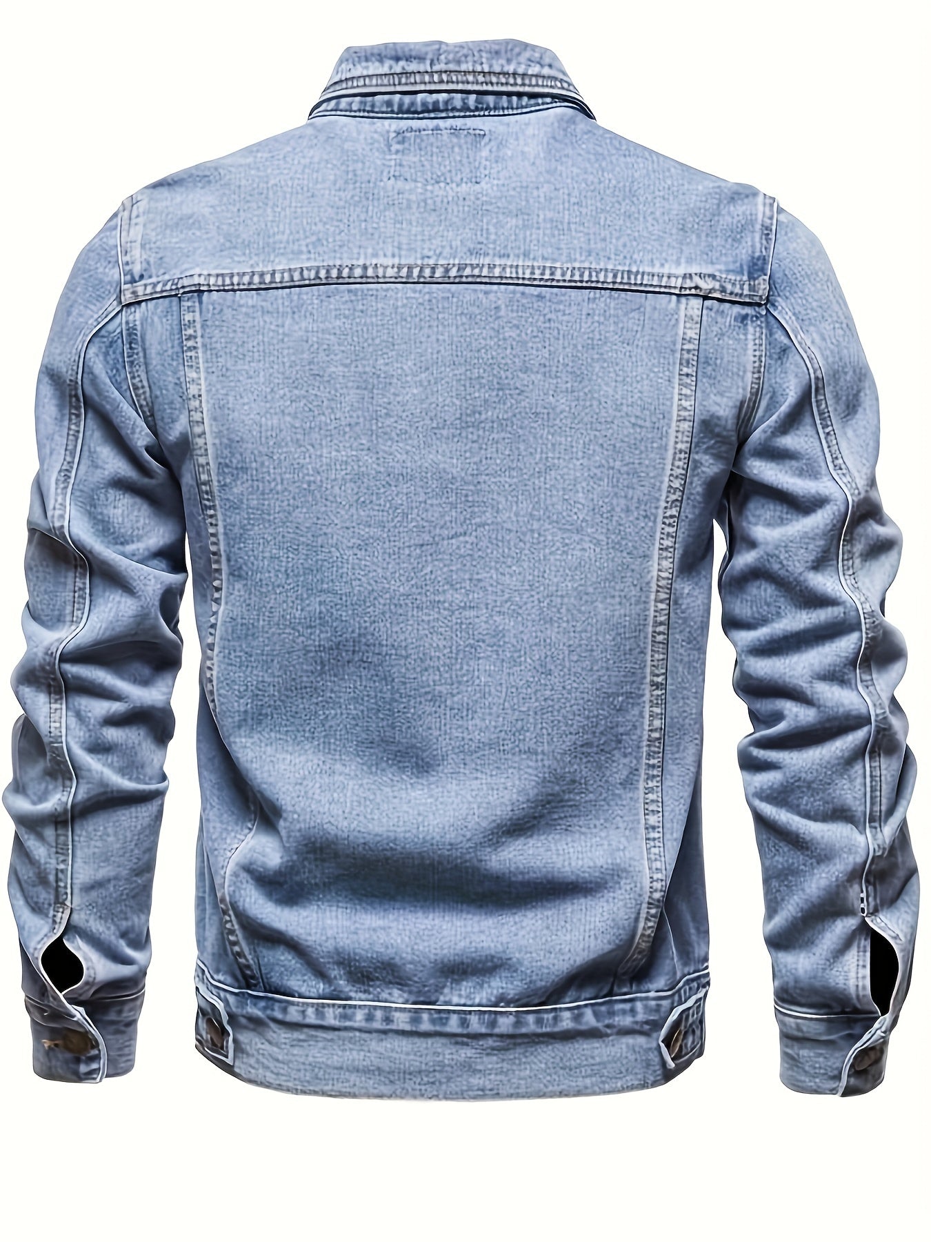 Men'S Vintage Denim Jacket, Casual Urban Style Multi-Pocket Denim Coat