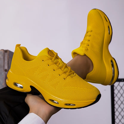 Men'S Air Cushioned Sports Shoes, Fashionable And Breathable Lace Up Running Shoes, Casual Outdoor Lightweight Walking Shoes