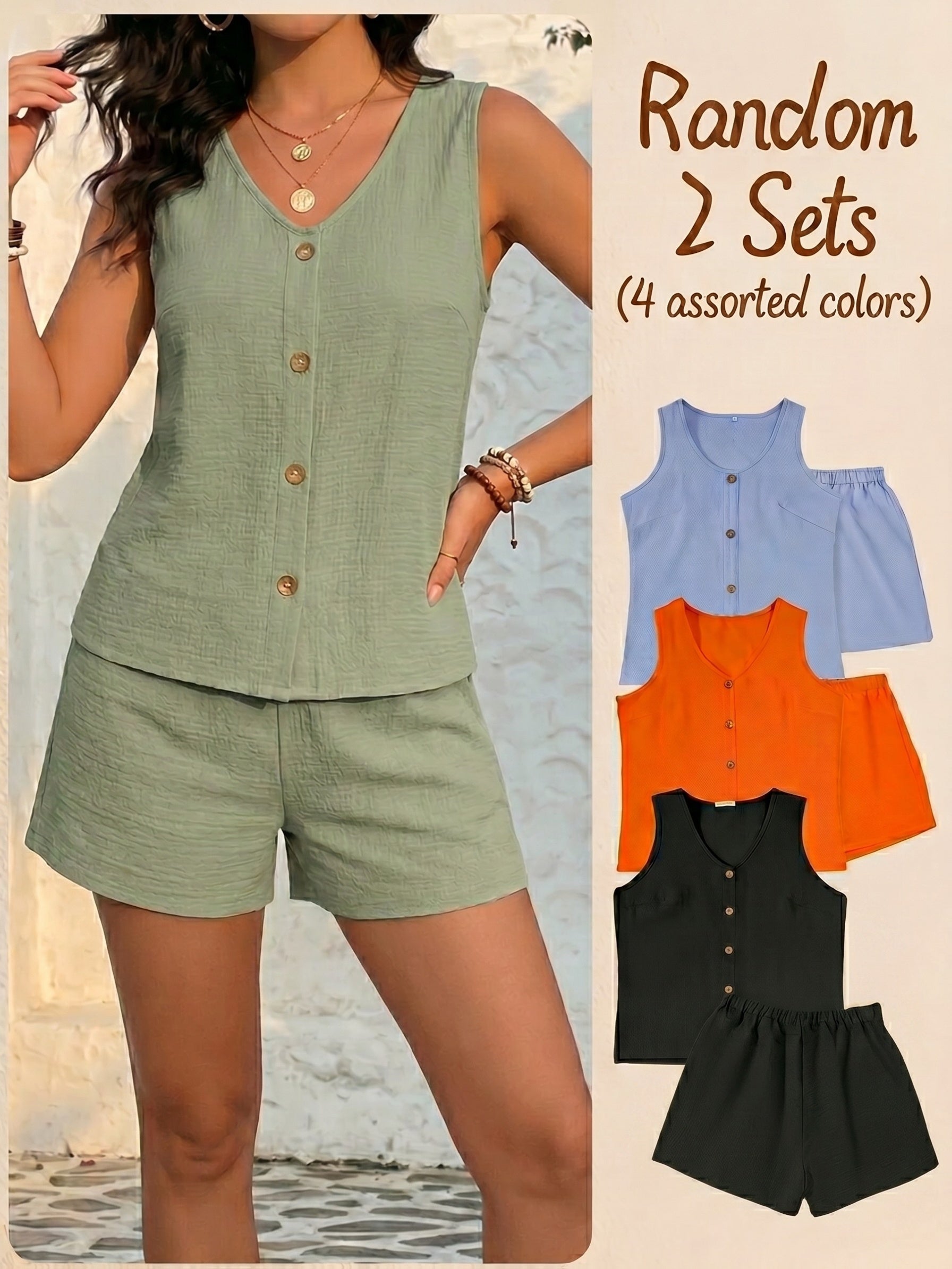 Mixed colors V-Neck Shorts - product view 18