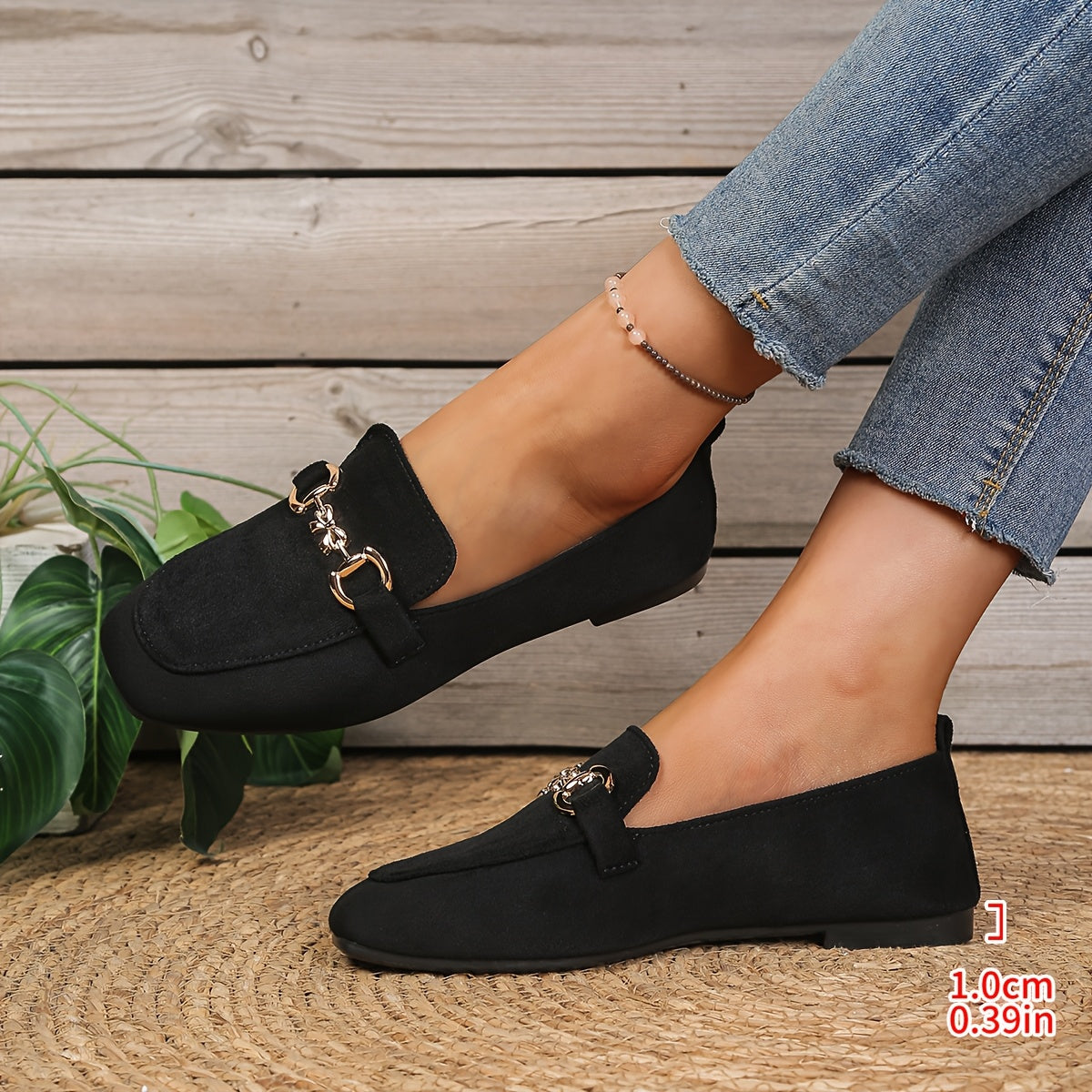 [Comfortable Lightweight Shoes] New Women's Fashionable Small Square Toe Single Shoes with Metal Butterfly Buckle Decoration, Comfortable And Lightweight, Suitable for Work, Walking, Parties, Vacations, And Home, Women Shoes