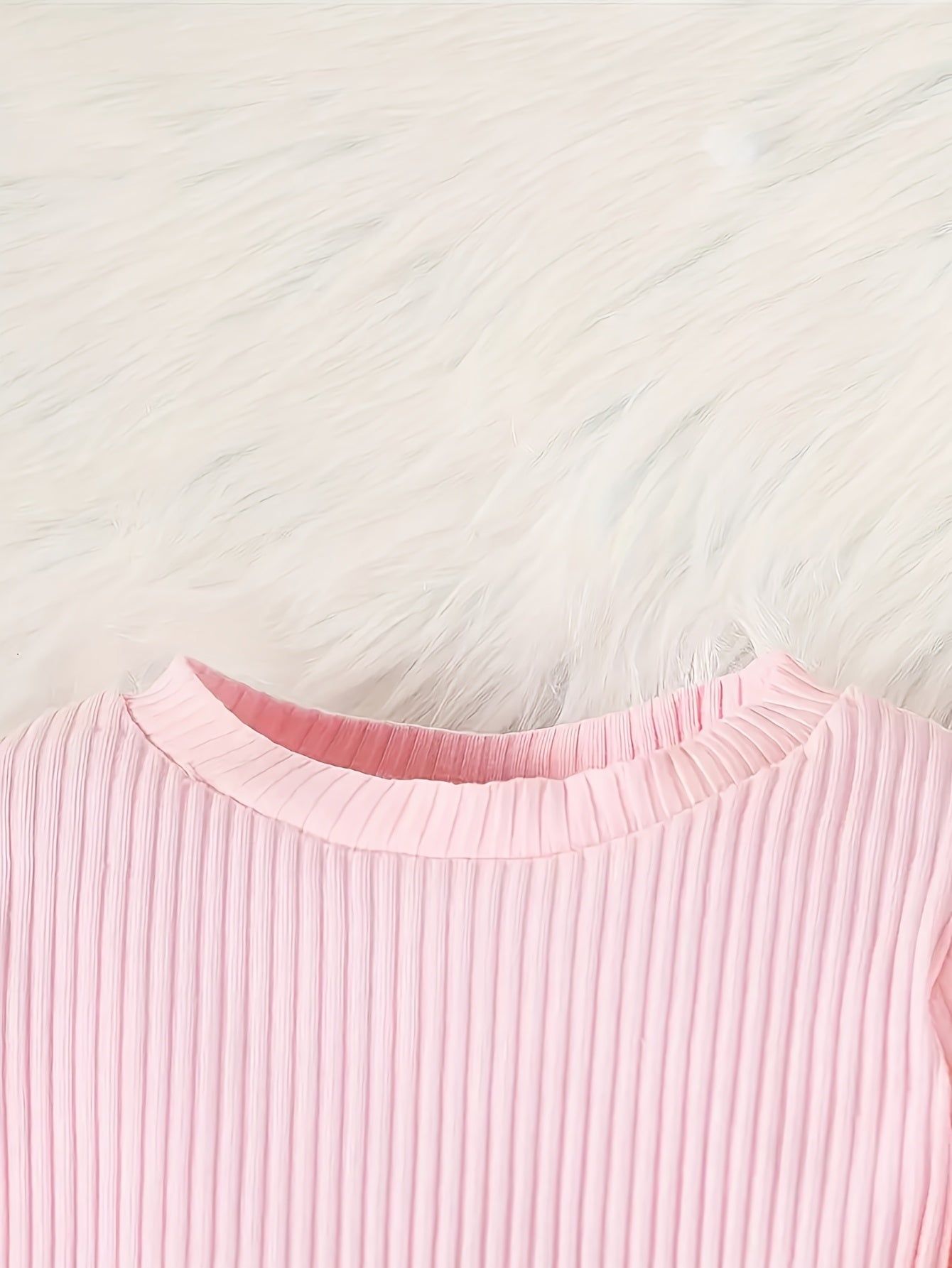 2pcs Of Baby Girl Winter Pink Bow Flared Sleeve Jumpsuit with Butterfly Print Flared Pants And Pants Casual Set, Perfect for Outdoor