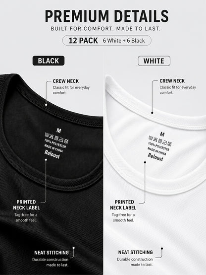 12pcs Unisex Men's And Women's Gym T Shirts, Moisture Wicking Quick Dry Short Sleeve Crew Neck Tees, Loose Fit Breathable Athletic Shirts for Workout, Training And Daily Rotation, Multi Pc Value Set, Camisetas Para Hombre