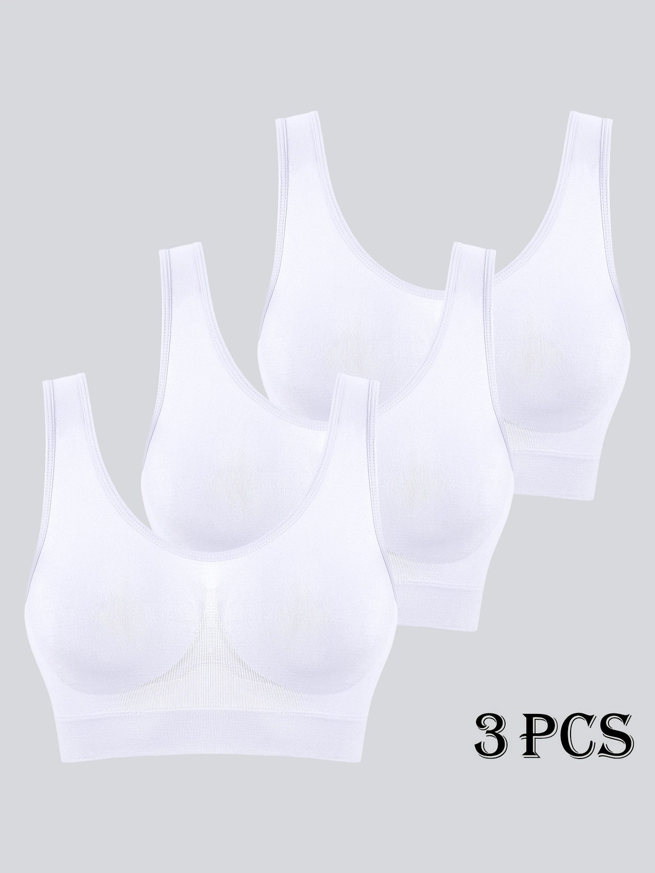3pcs Set Of Women'S Sports Bra, Seamless, Breathable, Lightweight Without Chest Pads, Vest Underwear, Yoga Running Sports Bra
