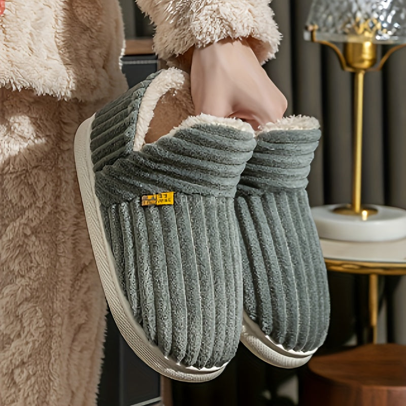 1 pcs Fashionable plush slippers, men's and women's winter indoor fluffy warm plush home slippers, outdoor plush soft fur slippers