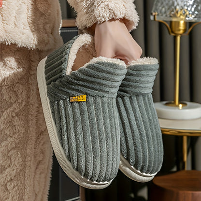 1 pcs Fashionable plush slippers, men's and women's winter indoor fluffy warm plush home slippers, outdoor plush soft fur slippers